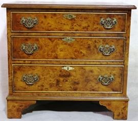 Burled oyster cut 3 drawer chest