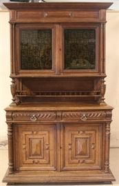 English carved cupboard