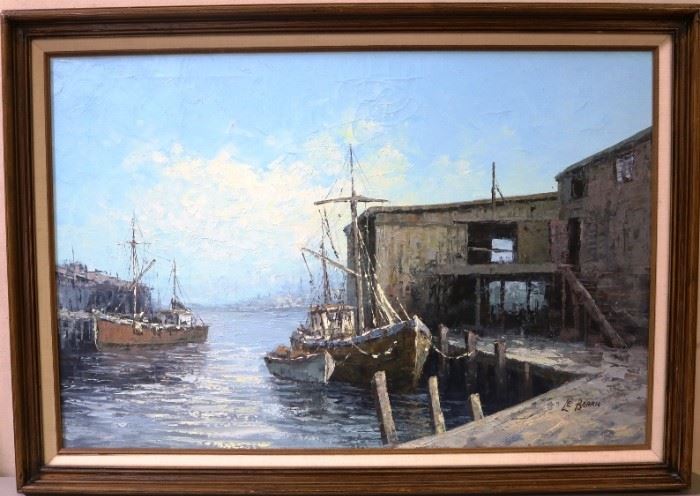 Le Bearne ships oil on canvas