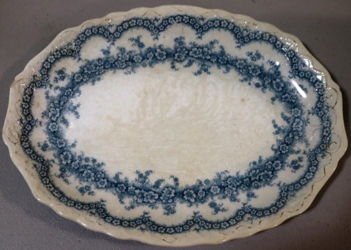 Argyle blue white platter