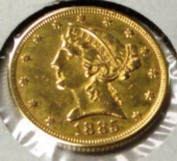 1885 $5 Liberty gold coin