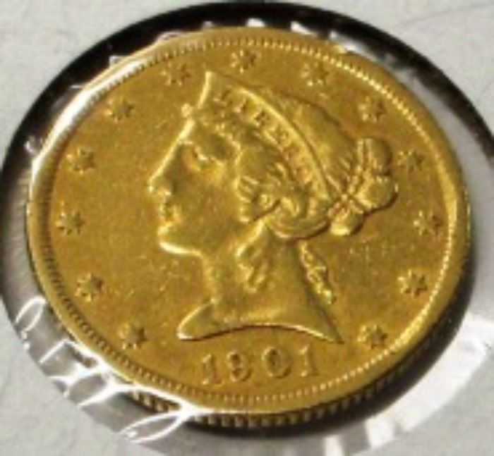 1901-S $5 Liberty gold coin