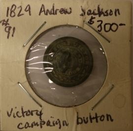 Rare 1829 Andrew Jackson campaign button