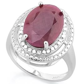6-4/5CT Ruby and Dia ss ring sz 6
