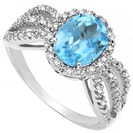 3.5CT baby swiss blue topaz and white sapphires ss
