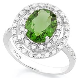 Created Green Sapphire and dia ss ring