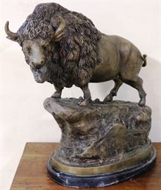 Bronze buffalo statue