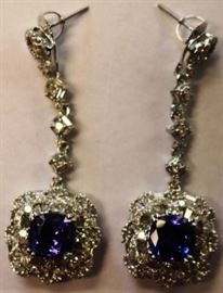 14KT white gold Tanzanite & Diamond dangle earrings