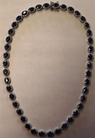 14KT white gold sapphire and diamond necklace