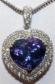 Platinum tanzanite & diamond pendant necklace