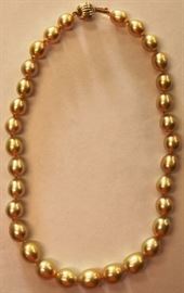 Golden South Sea Pearls with 14KT gold clasp