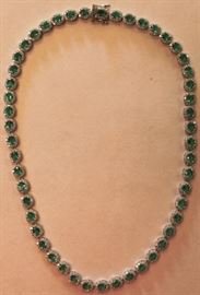 14KT gold emerald and diamond necklace