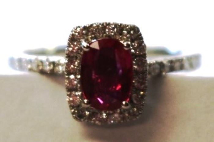 Platinum Rare unheated ruby & diamond Ring