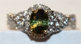 14KT White gold Rare Natural Alexandrite & diamond ring