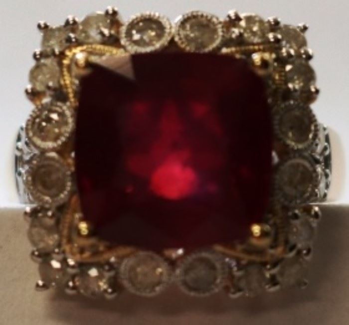 14KT yellow gold Ruby and diamond ring