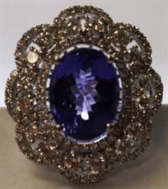 Platinum Tanzanite and diamond ring