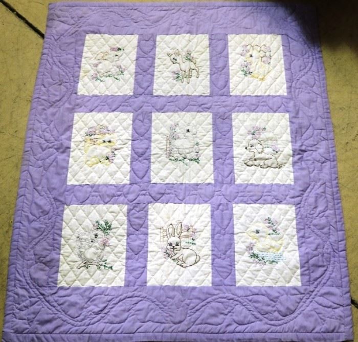Embroidered baby quilt