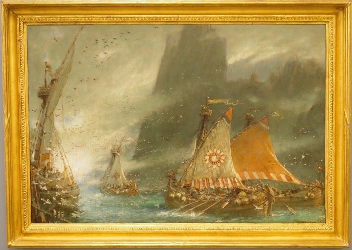 Albert Goodwin, 1915 "The Sea Raiders"  oil on canvas