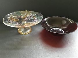 Molded Glass Pedestal Tray & Glass Bowl   https://ctbids.com/#!/description/share/33142