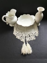 White Ceramic Vase, Pitcher and Bowl   https://ctbids.com/#!/description/share/33158