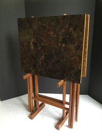 2 Wooden TV Trays with Stand    https://ctbids.com/#!/description/share/33131