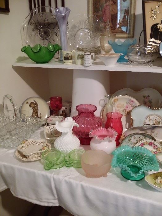 Iris & Herringbone bowls, Fenton, depression glass, etc.