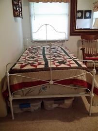 Matching antique iron twin bed
