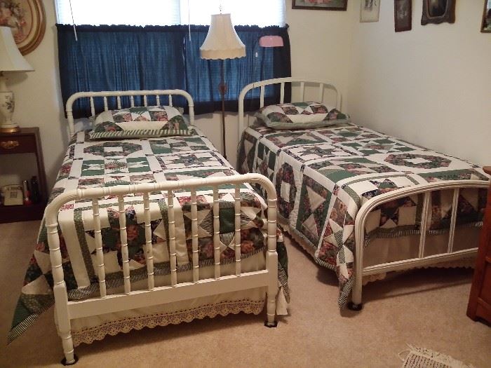 Two antique twin beds (different styles)