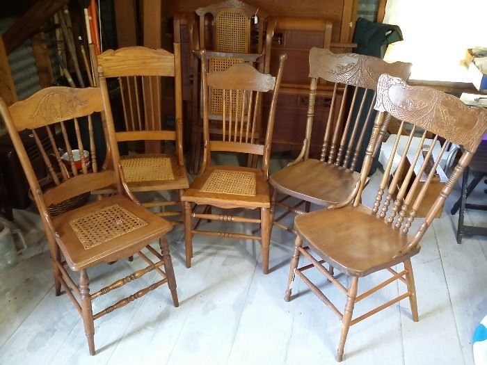 Antique oak chairs - various styles