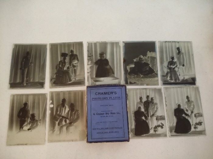 Glass negatives with the original box.  The box says they are Photo Dry Plates.