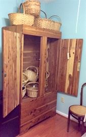 Baskets, cedar wardrobe