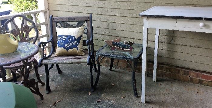 Berkley Forge Outdoor Table and Chair (w/matching bench) Tall Vintage Enamel Kitchen Table