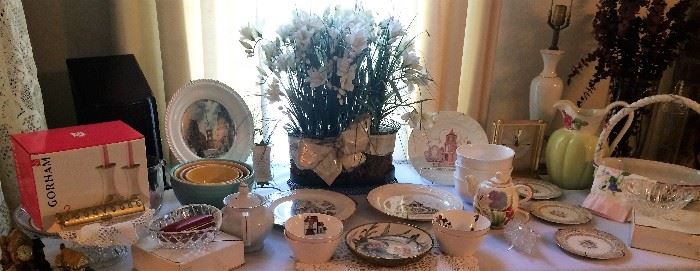 Vintage Decorative Plates, Glassware, Basket, Decor