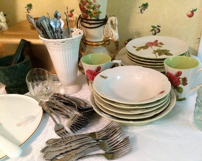 Gorham "Rose Serenade Plates, Bowls, Mugs (Chop Plate, Vegetable Bowl and Candlesticks also available)