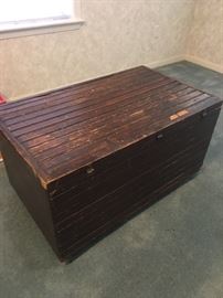 Primitive bead board chest trunk