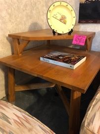 A Brandt Furniture of Fort Worth Texas 'Ranch Oak' line corner table 