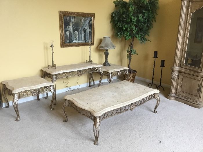MARBLE LOOKING ACCENT TABLES