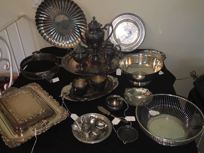 Silverplated hollowware along with sterling