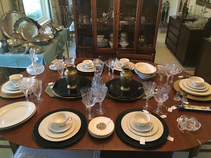 China is Lenox with a gold rim - table and china cabinet are circa 1960 - in excellent condition
