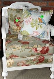 The wicker back chair on sun porch.