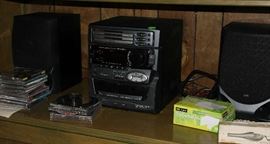 Stereo with speakers.