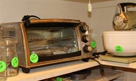 Toaster oven and mixer.