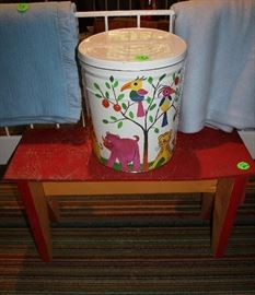 Painted and hand made red bench.