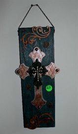 Hand made cross decorated signed by Russian artist.