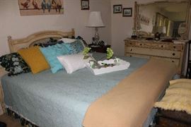 King size Italian bed with foam mattress and box springs.