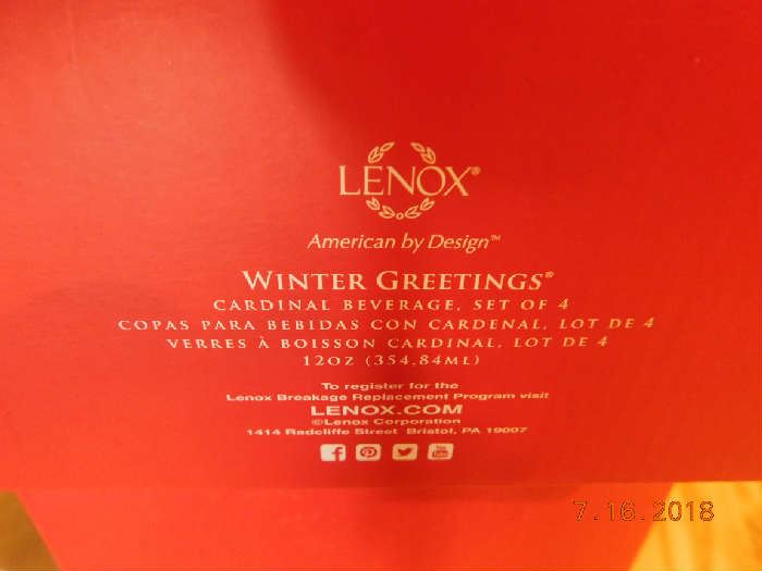 Lenox Winter Greetings stemware.