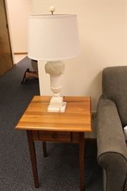 side table and alabaster lamp