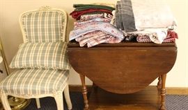 Drop leaf table, chair and matching pillow