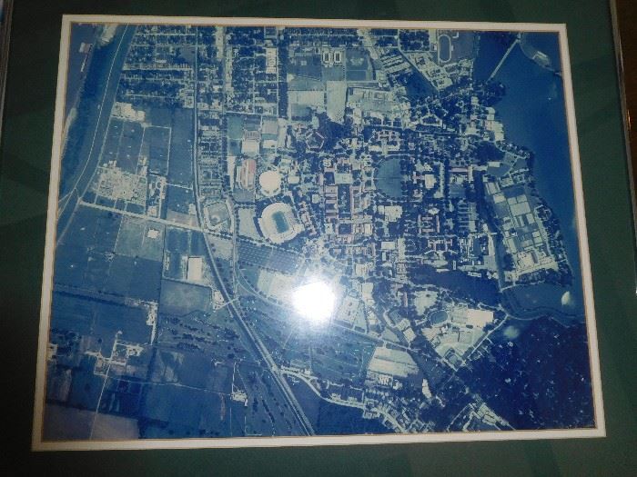 Framed aerial view photo of LSU