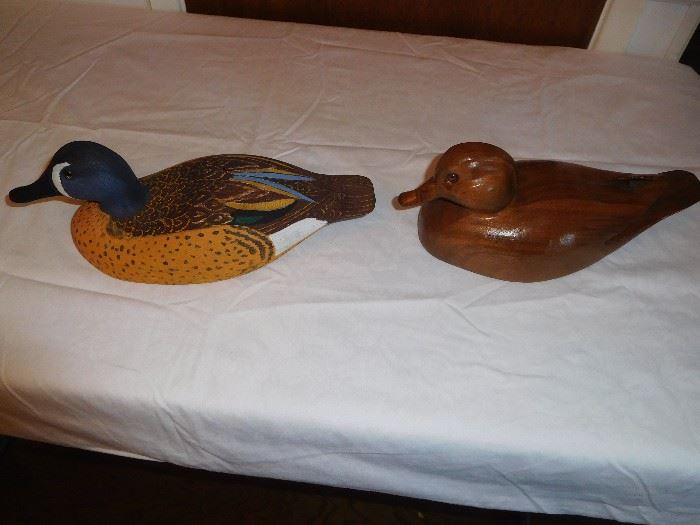 Signed hand carved wooden ducks